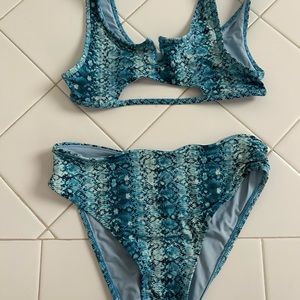 Frankie’s bikinis snakeskin high waisted bikini set